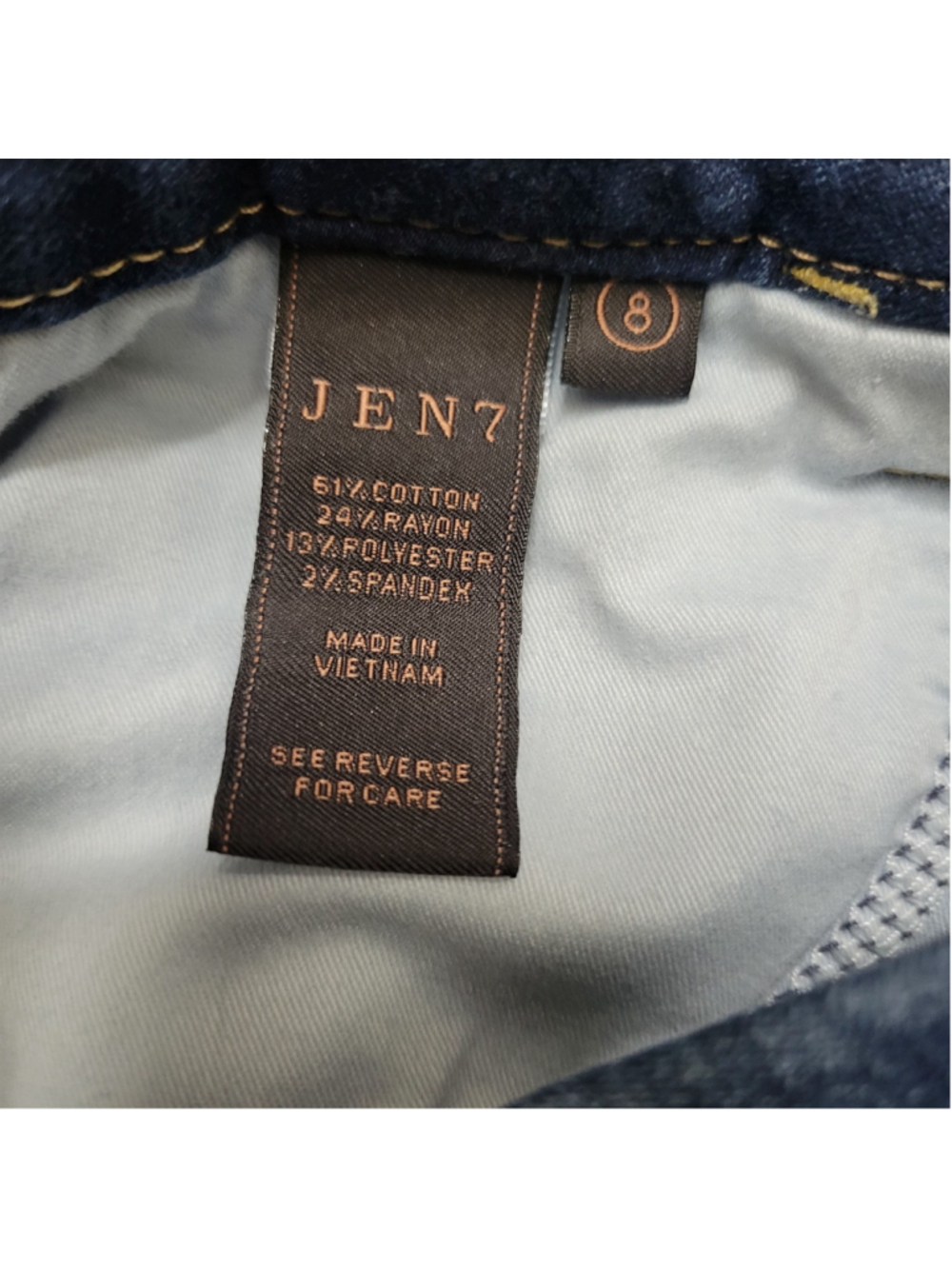 Seven For All Mankind Jen7 Women's Medium Wash Blue Ankle Skinny Jeans Size 8 - Picture 10 of 11